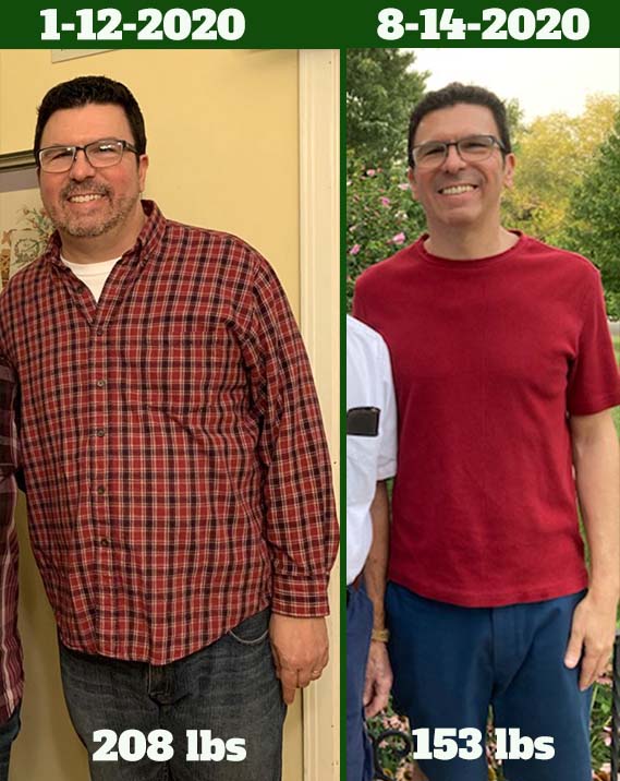 Craig Curry Before and After Photo Craig Curry showing 55 pound weight loss results