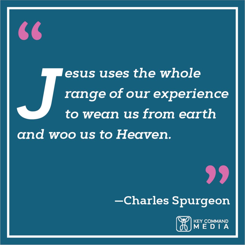 Jesus uses the whole range of our experience to wean us from earth and woo us to Heaven. (Charles Spurgeon)