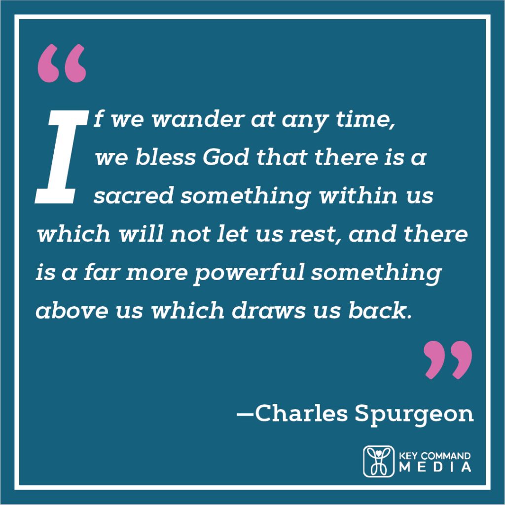 If we wander at any time, we bless God that there is a sacred something within us which will not let us rest, and there is a far more powerful something above us which draws us back. (Charles Spurgeon)