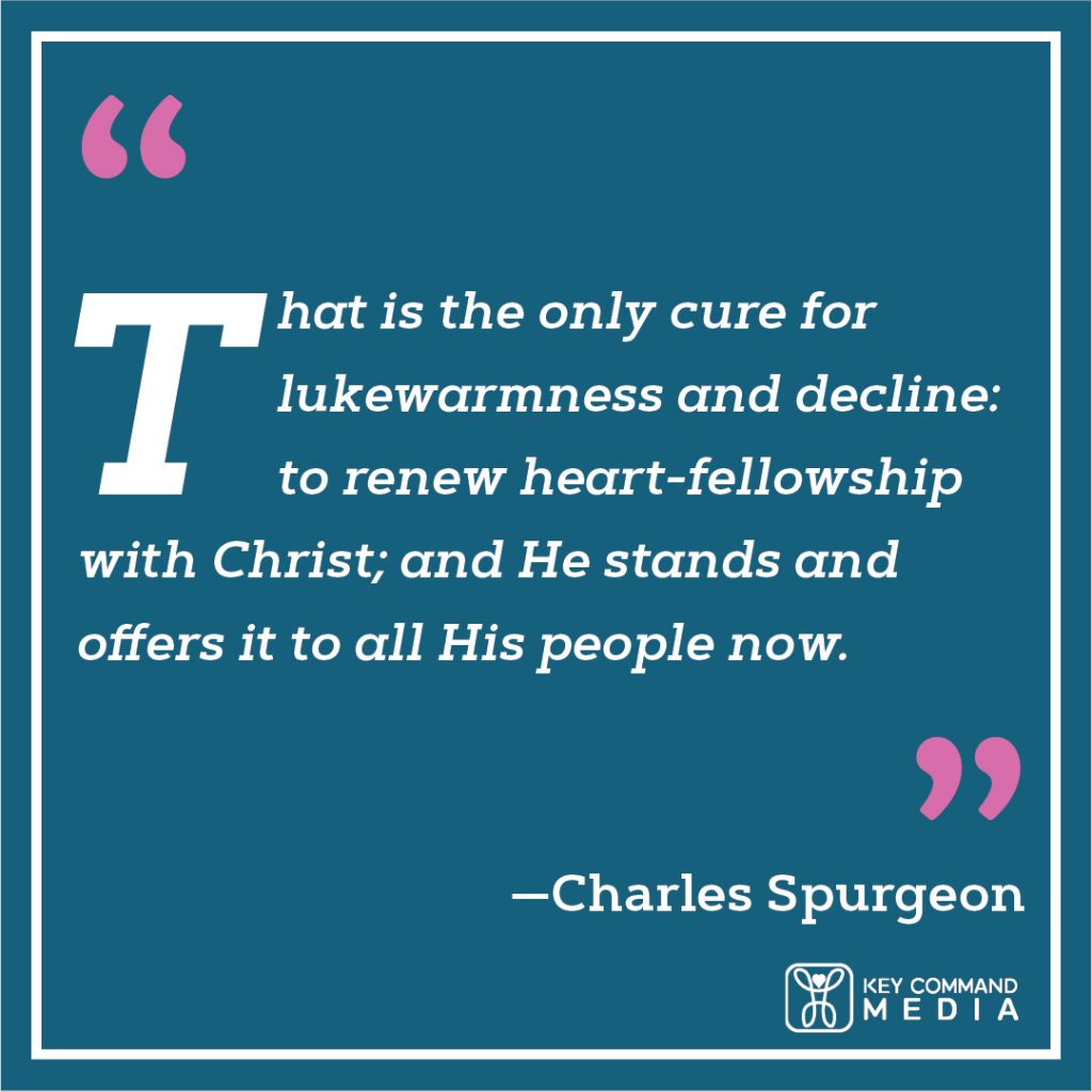 That is the only cure for lukewarmness and decline: to renew heart-fellowship with Christ; and he stands and offers it to all his people now. (Charles Spurgeon)
